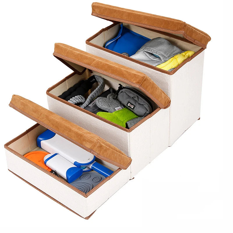 Dora Pet Stairs | Foldable 3-Layer Dog Steps with Storage 3