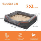 LomaPaws orthopedic dog bed in 2XL size with dimensions guide