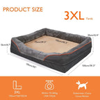 LomaPaws orthopedic dog bed in 3XL size with dimensions guide