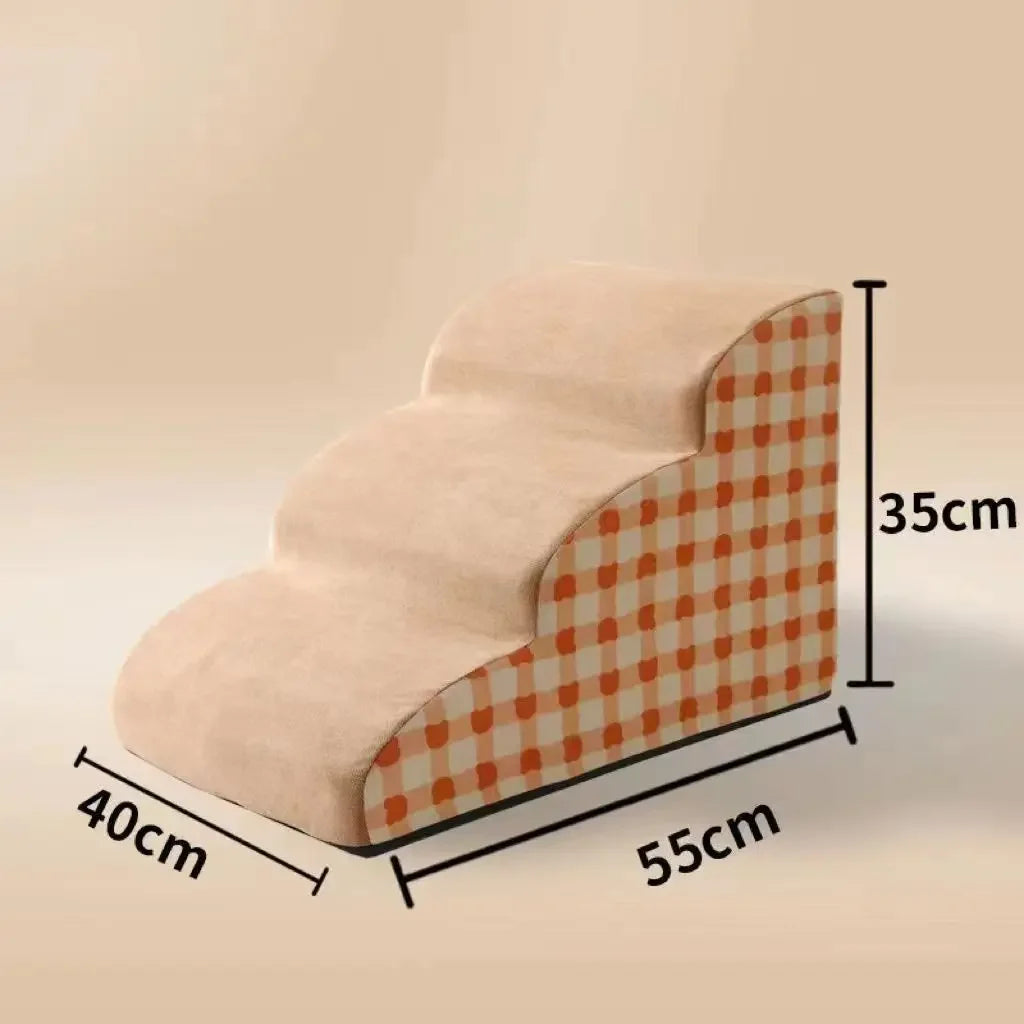 Side view of LomaPaws foam dog steps showing graduated step heights