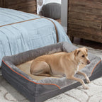 Side view of LomaPaws orthopedic dog bed showing elevated cushion design