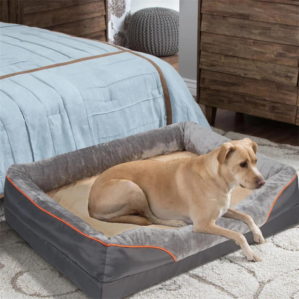 Side view of LomaPaws orthopedic dog bed showing elevated cushion design