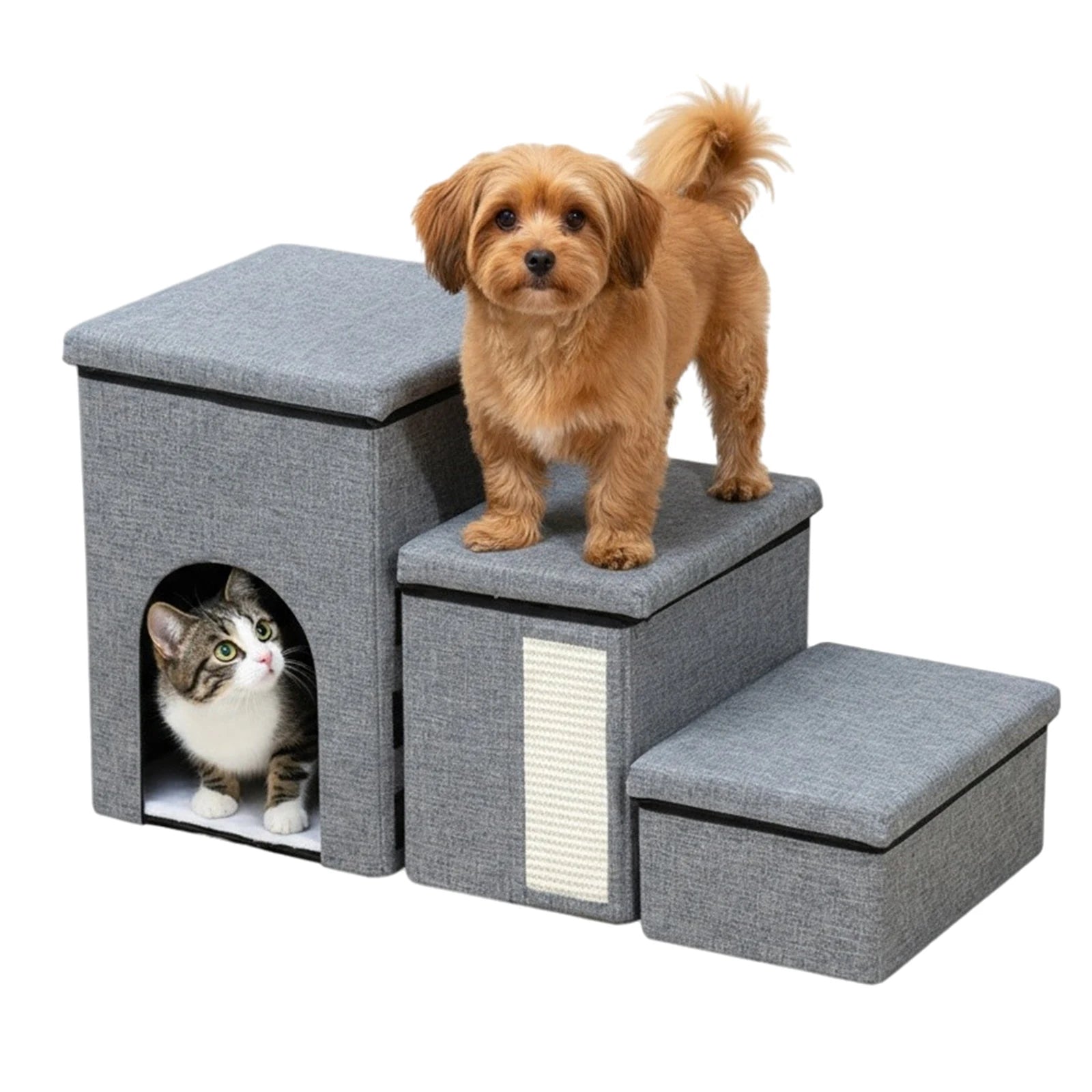 LomaPaws pet stairs with built-in storage compartment for toys and supplies