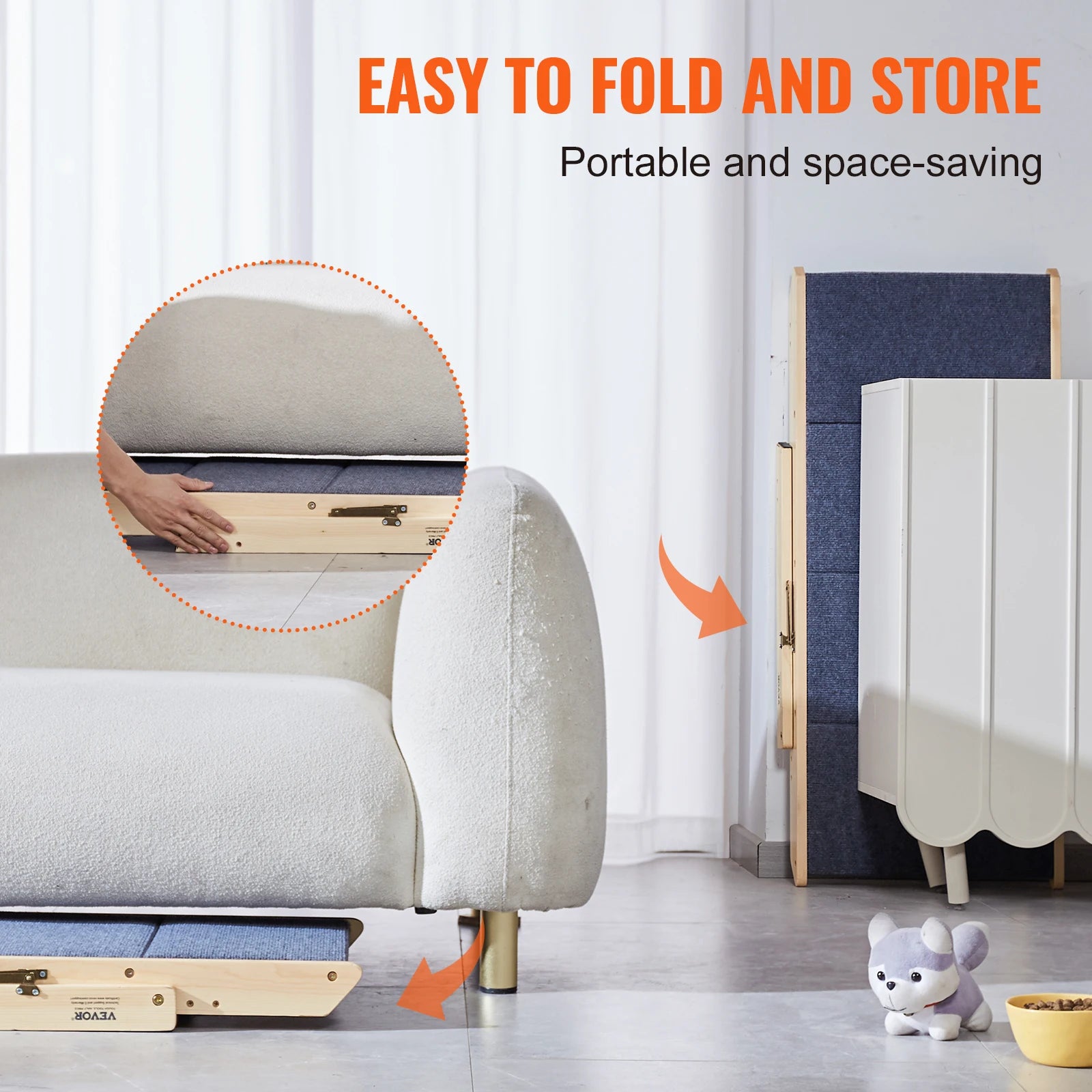 LomaPaws pet steps in folded position for easy storage and portability