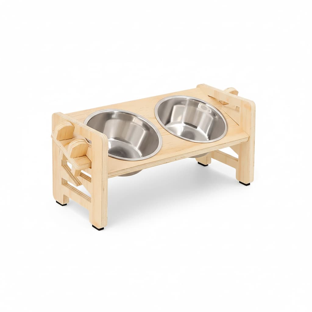LomaPaws Adjustable Elevated Wooden Dog Bowl Stand