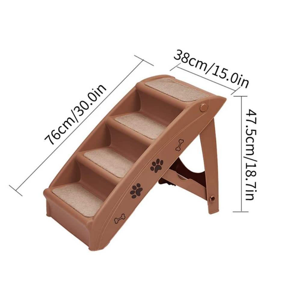 LomaPaws Foldable Wooden Non-Slip Dog Stairs for Bed