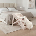 LomaPaws Foldable Wooden Non-Slip Dog Stairs for Bed