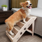 LomaPaws Foldable Wooden Non-Slip Dog Stairs for Bed