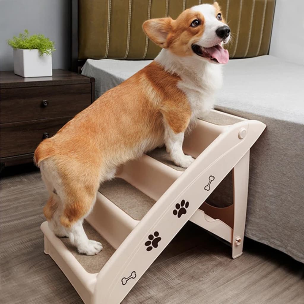 LomaPaws Foldable Wooden Non-Slip Dog Stairs for Bed